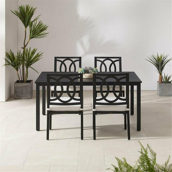 Classic Accessories 28.5 x 60 x 37 in. Chambers Outdoor Metal Dining Set, Creme - 5 Piece VE3053300